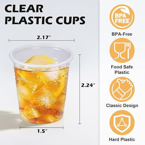 100 Pack 3 oz Clear Plastic Cups, Small Bathroom Cups, Disposable Mouthwash Cup, Ideal for Tasting and Drinking