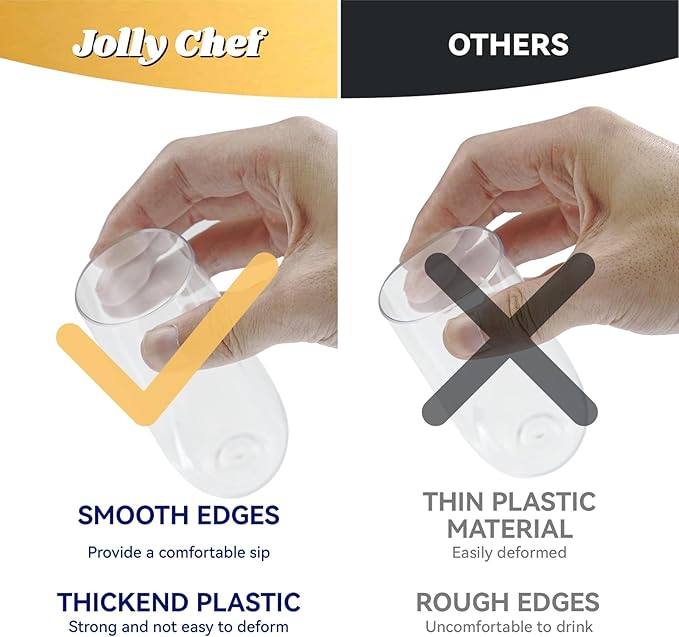JOLLY CHEF 24 Pack Stemless Plastic Champagne Flutes 9 oz, Crystal Clear Stemless Plastic Toasting Glasses, Clear Disposable Unbreakable Drinkware Ideal for Wedding, Birthday, Party, Christmas