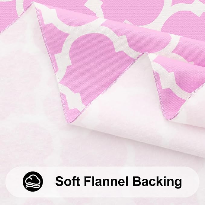 Smiry Rectangle Table Cloth, Waterproof Vinyl Tablecloth with Flannel Backing for Rectangle Tables, Wipeable Spillproof Plastic Tablecloths for Dining, Camping, Indoor and Outdoor, (52"x70", Pink)