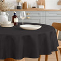 JIUZHEN Round Tablecloth Linen Textured Wrinkle Stain Resistant Farmhouse Table Cloth Decorative Fabric for Kitchen, Dining, Party, Wedding,Outdoor Use,108 Inch Round,Black