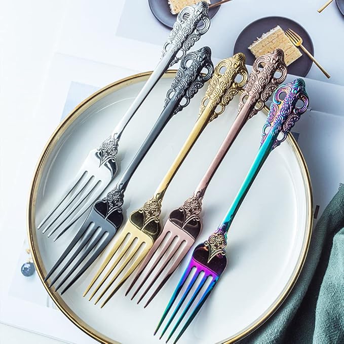 Gold Silverware Set for 10 Premium 18/10 Stainless Steel Flatware Set Palace Style 50 Piece Cutlery Tableware Utensils Embossed Decorative Handle Knives Forks and Spoons for Home Christmas Wedding