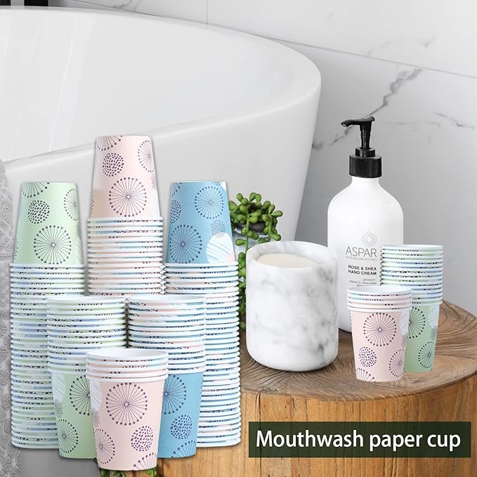 [300 Pack] 5 oz Mini Paper Cups, Small Mouthwash Disposable Bathroom Cups, Paper Coffee Cups 5 Ounce for Bathroom, Supermarket, Birthday Party, Travel, Events, Picnic, BBQ