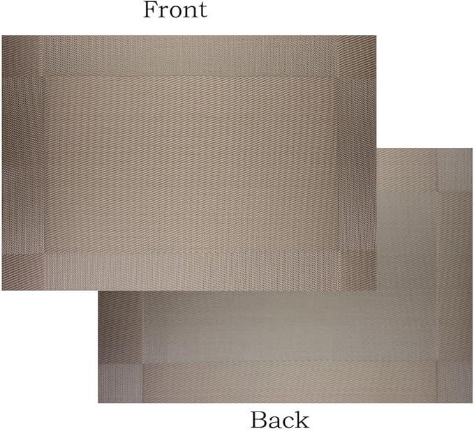 Placemats Washable PVC Placemats Plastic Wipe Clean for Kitchen Table Stain-resistand Woven Vinyl Wine Table Mats 12x18 inches Set of 4（Champagne）