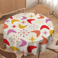Mid Century Modern Round Tablecloth, Vintage Abstract Colorful Geometrics Modern Art Tablecloth for Home Party Dining Room Kitchen Decor 70Inch(178cm)