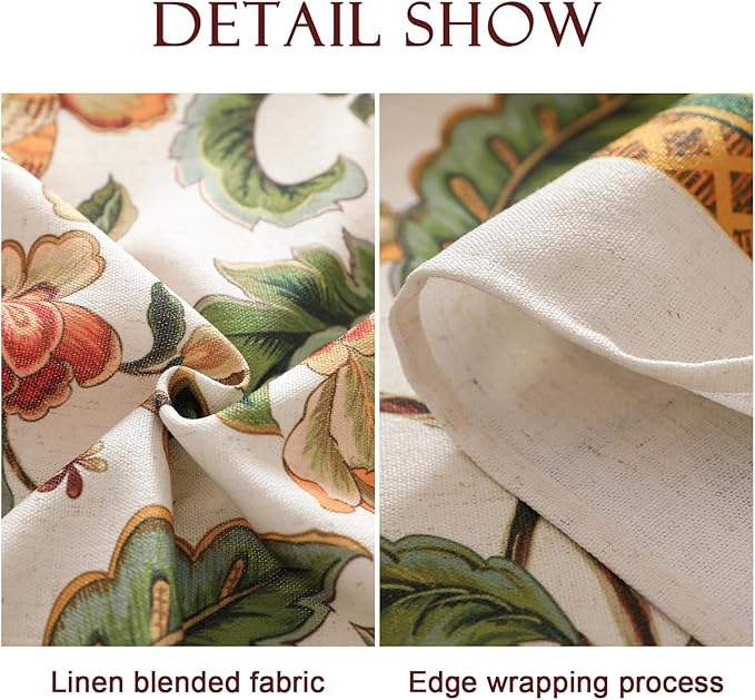 patdrea Designer Vintage Linen Square Tablecloth,Provencal Rustic Floral Pattern Tablecloths,Decorative Table Cover Cloth for Kitchen,Dining,Tea Party,Home,Christmas,67"*67"
