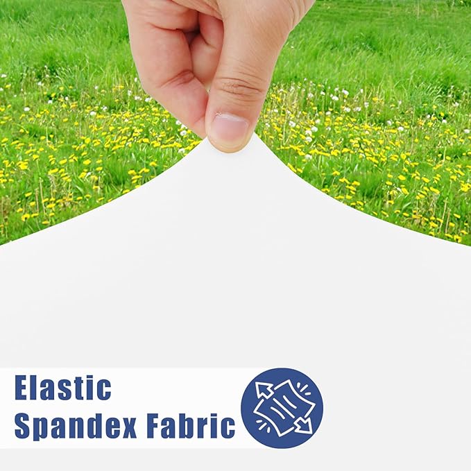 Round Spandex Tablecloth 2 Pack, Elastic Fitted Waterproof Tablecloths for 57"-68" Tables, Stretch Washable Picnic Table Cover for Camping, Dining, Indoor and Outdoor, White