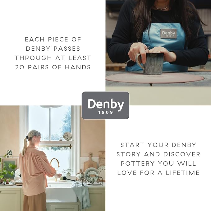 Denby - Dark Gray Speckle Dinner Plates Set of 6 - Gray Reactive Glaze, Patterned - Dishwasher, Microwave Safe Crockery 10.25" - Ceramic Stoneware Tableware - Chip & Crack Resistant