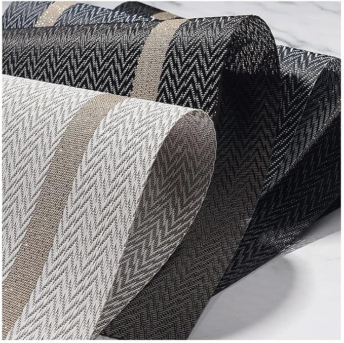 PIGCHCY Placemats Set of 6, Black Elegant Placemats Washable Non-Slip Luxurious Durable Table Mats for Home/Dining Room Decoration
