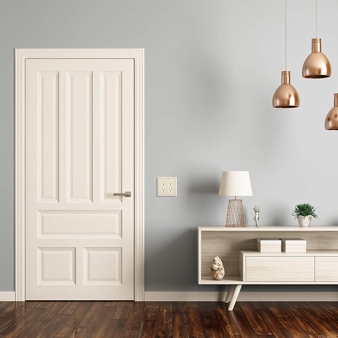 Henne Bery Sunken Pearls Heavy Duty Decorative Wall Plate Switch Plate Outlet Cover, Durable Solid Zinc Alloy (Double Duplex, Light Almond)