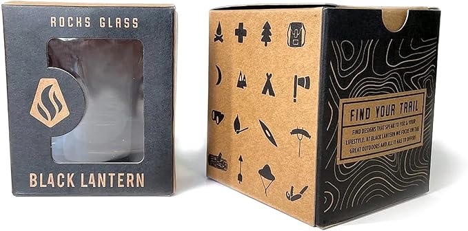 Black Lantern Mountain Trout Whiskey Glasses – Set of 2 11oz Old Fashioned Glasses with Gift Box