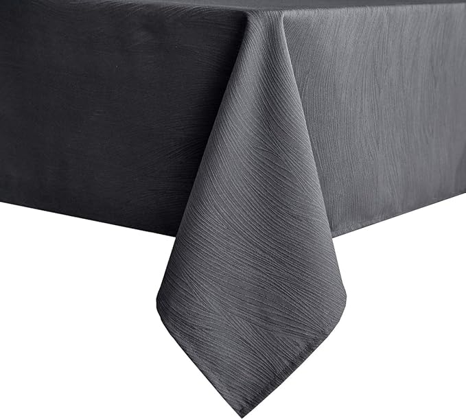 maxmill Jacquard Table Cloth Swirl Pattern Spillproof Wrinkle Resistant Heavy Weight Soft Tablecloth for Kitchen Dinning Tabletop Decoration Outdoor Picnic Rectangle 52 x 70 Inch Charcoal