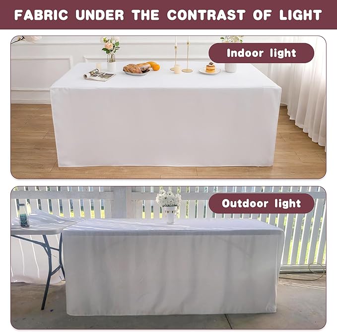 HolidayIdeas 2 Pack Fitted Table Clothes - 48 x 30 Inch - White Rectangle Tablecloths for 4 Foot Tables, Polyester Fabric Tablecloth for Folding Table, Parties, Birthday, Wedding, Trade Show