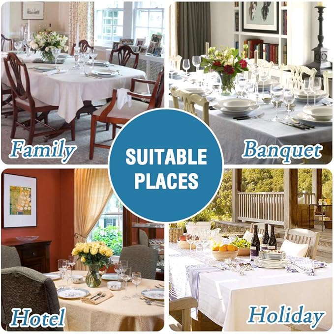 H.VERSAILTEX Linen Textured Table Cloths 54 x 54 Inch Premium Solid Tablecloth Spill-Proof Waterproof Table Cover for Dining Buffet Feature Extra Soft and Thick Fabric Wrinkle Free, Ink Blue