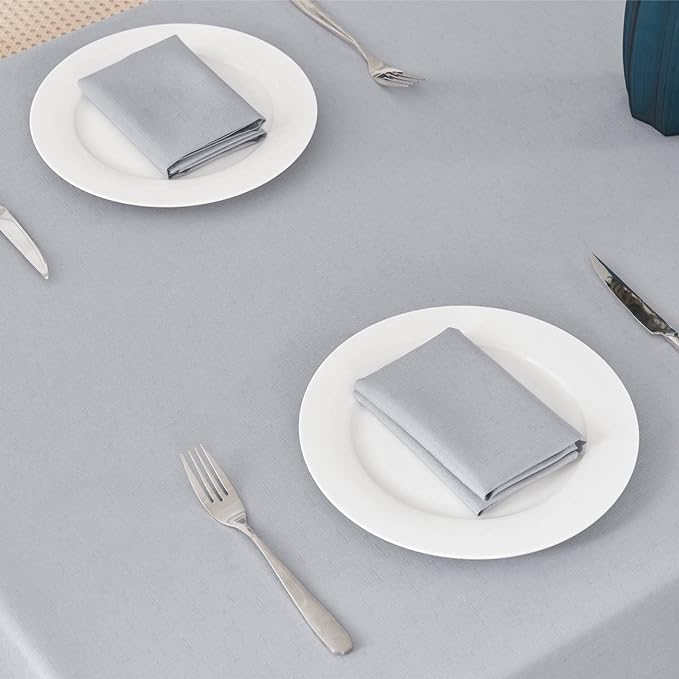 Textured Rectangle Tablecloth 52x70 inch Table Cloth Water Resistant Wrinkle Free Spill-Proof, Decorative Fabric Table Cover Washable for Banquet Parties Event Holiday Dinner, Light Grey