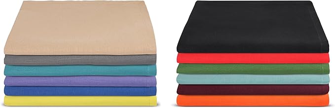 Urban Villa Cloth Napkins Set of 12 20x20 Inches 100% Cotton Napkins Cloth Washable Soft Durable Reusable Absorbent Table Dinner Napkins Cloth for Hotel Lunch Restaurant Weddings Parties-Multi Color