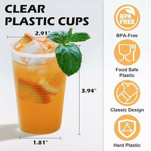 1000 Pack 9 oz Clear Plastic Cups, Small Plastic Cup Bulk, Clear Disposable Cocktail Cup, Cold Party Drinking Cups for Picnics, Ceremonies, Events