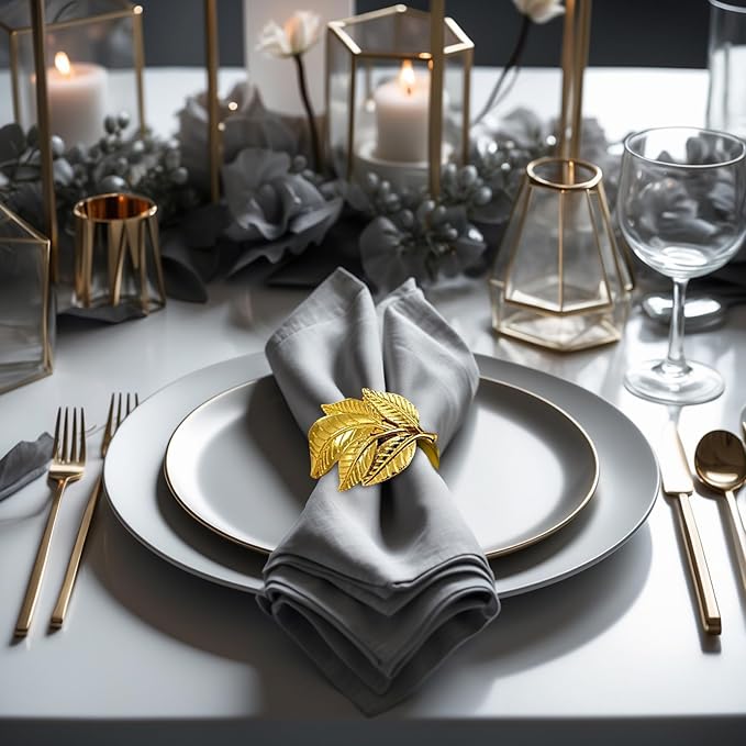 Decozen Set of 12 Gold Napkin Rings in Turtle Design Festive Table Decor Setting for Holiday Wedding, Birthday, Kitchen, Home Decor Housewarming Gift - Mothers Day Decorations