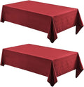 2 Pack Rectangle Tablecloth, 60x84 inch, Water Resistant Wrinkle Free Linen Textured Table Cloth Washable, Decorative Fabric Table Cover for Dining, Party and Camping, Red
