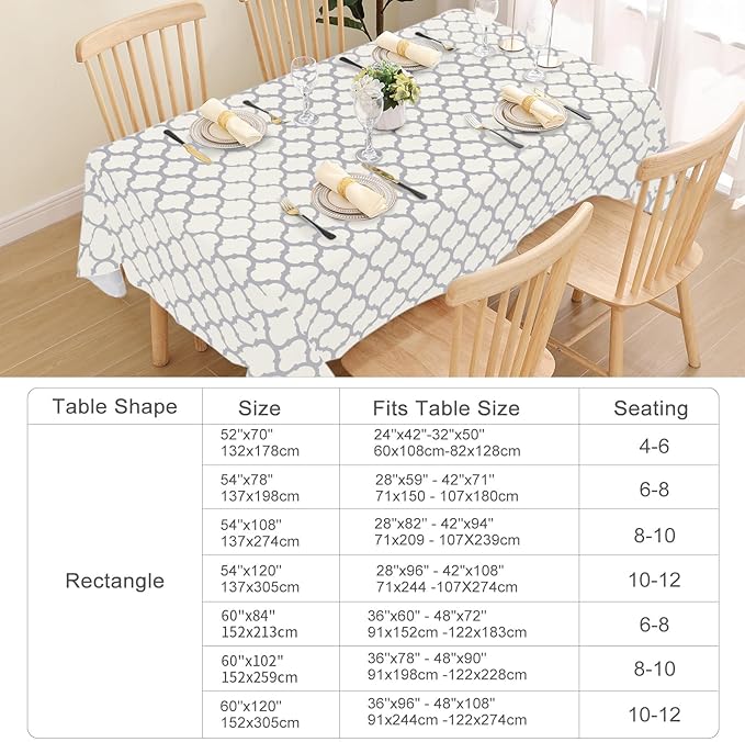 Smiry Rectangle Tablecloth, Waterproof Vinyl Tablecloths with Flannel Backing for Rectangle Tables, Wipeable Spillproof Plastic Tablecloth for Dining, Camping, Indoor and Outdoor (60"x84", Beige)