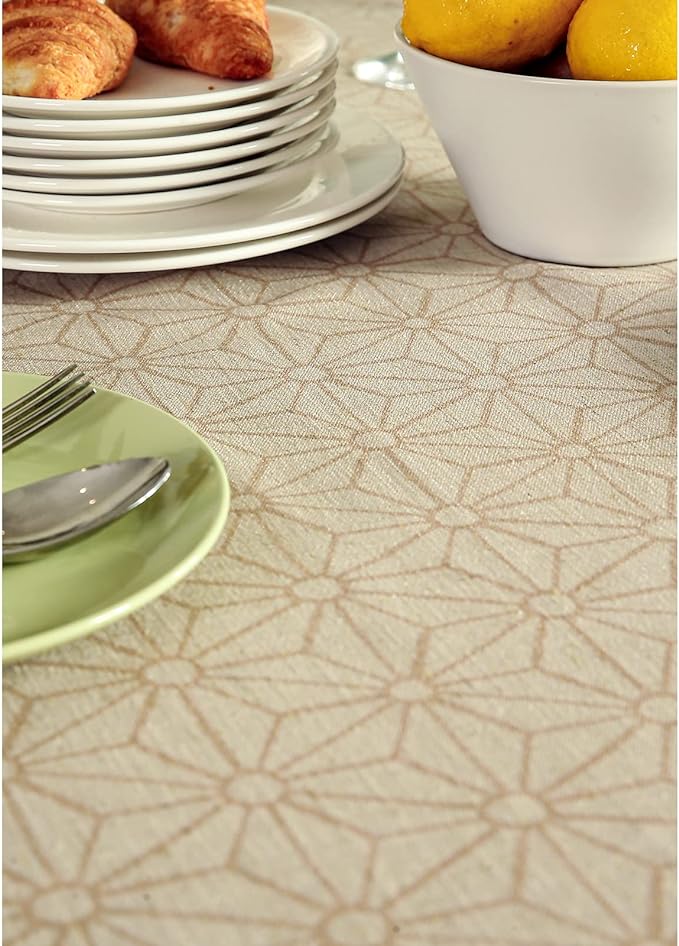 patdrea Designer Linen Light Brown Square Table Cloth,Vintage French Breathable Floral Tablecloth,Decor Table Covers for Kitchen Dining,Parties,Christmas,Tea Party,Thanksgiving,67"x67"-Cudillero
