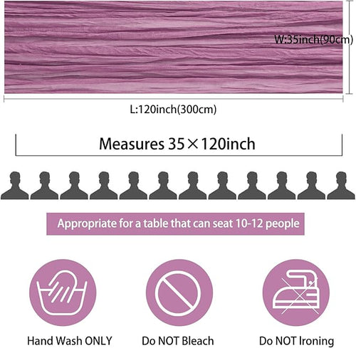 12 Pack 10Ft Cheesecloth Table Runner 35x120 Inch Boho Gauze Table Runner Rustic Cheese Cloth Long Romantic Table Runners for Wedding Bridal Shower Birthday Party Table Decor (Mauve)