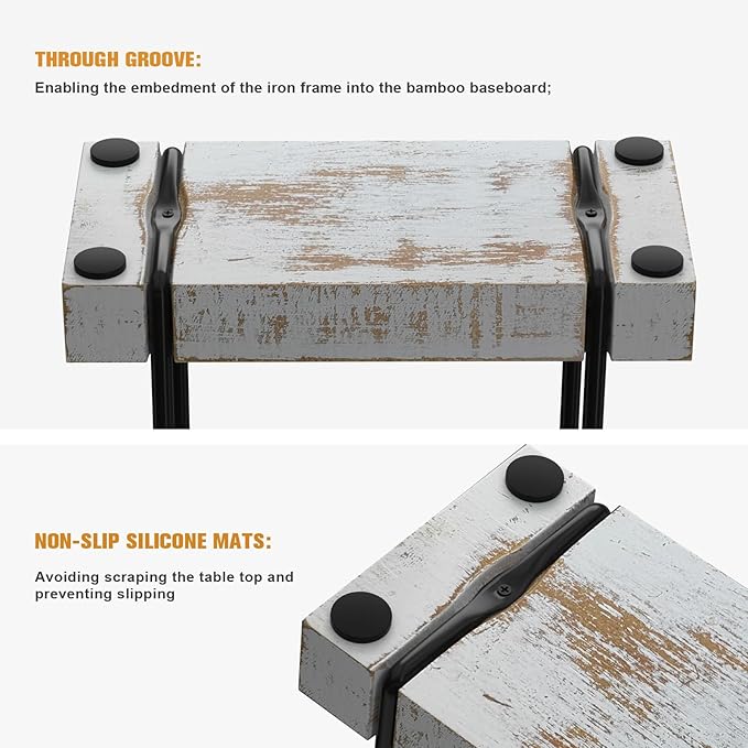 Napkin Holder for Table, Wood Iron Standing Napkin Dispenser for Dining Table Farmhouse Cocktail Picnic Rustic Wood Holders All Kitchen Dining Room Decor Black & Farmhouse White