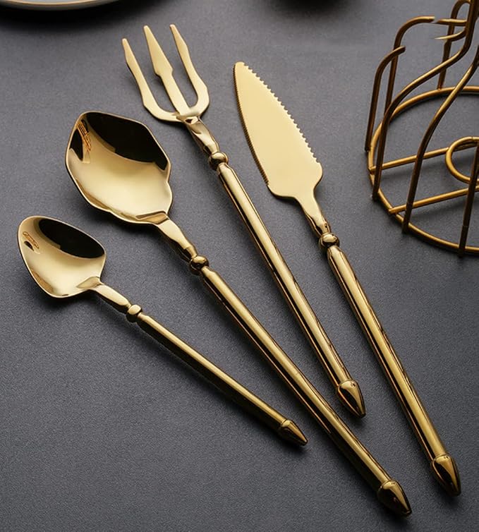 Silverware Set for 8 Durable 18/10 Stainless Steel Flatware Set Creative Styles 32 Piece Modern Cutlery Tableware Utensils Set for Home Kitchen Wedding Restaurant Knives forks and Spoons