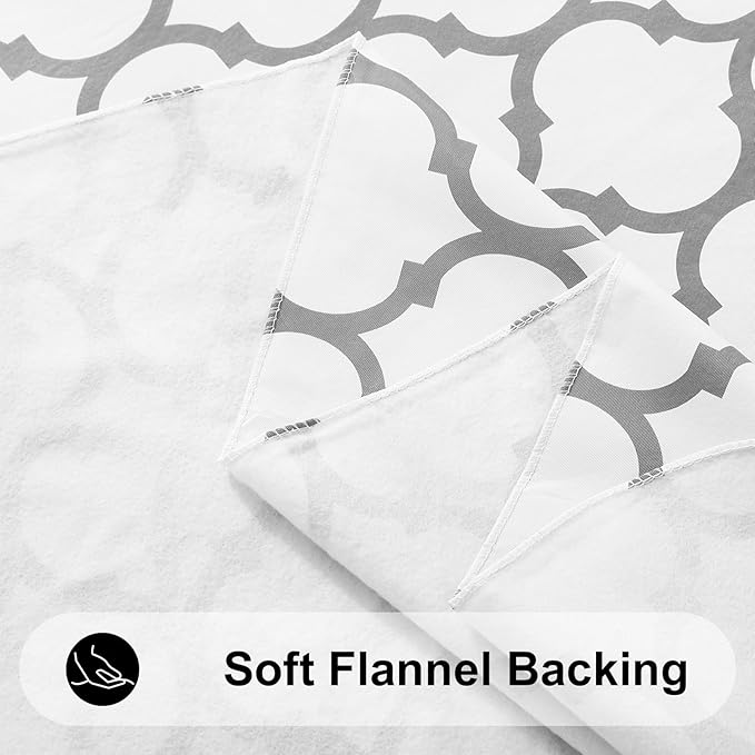 Smiry Rectangle Table Cloth, Waterproof Vinyl Tablecloth with Flannel Backing for Rectangle Tables, Wipeable Spillproof Plastic Tablecloths for Dining, Camping, Indoor and Outdoor (54"x108", White)