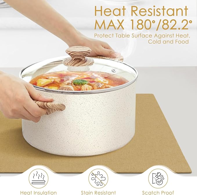 MANSPHIL Gold Fabric Placemats Set of 6 Faux Linen Table Mats Thick Cloth Place Mats Heat Resistant Double Layer Wrinkle Free Dining Kitchen Table Decor - 13x19 Inch Oeko Tex Placemat
