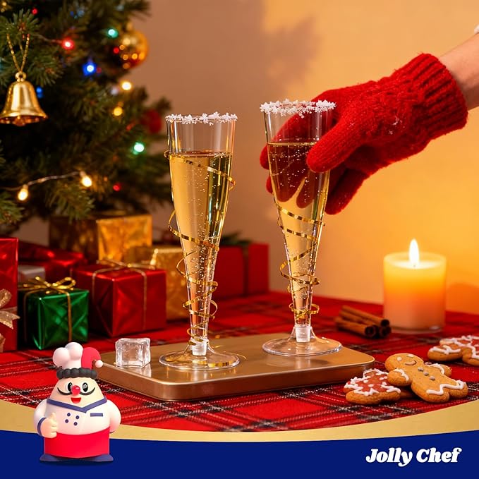 JOLLY CHEF 100 Pack Plastic Champagne Flutes Disposable 4.5 oz Clear Plastic Champagne Glasses Suitable for Wedding, Thanksgiving Day, Christmas