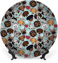 Ceramic Display Plate, Dog Lover Ceramic Hanging Decorative Plate, Canine Breeds Bulldog Chihuahua Siberians and Retriever, 7 Inch, Living Room Kitchen Decoration Household, Multicolor