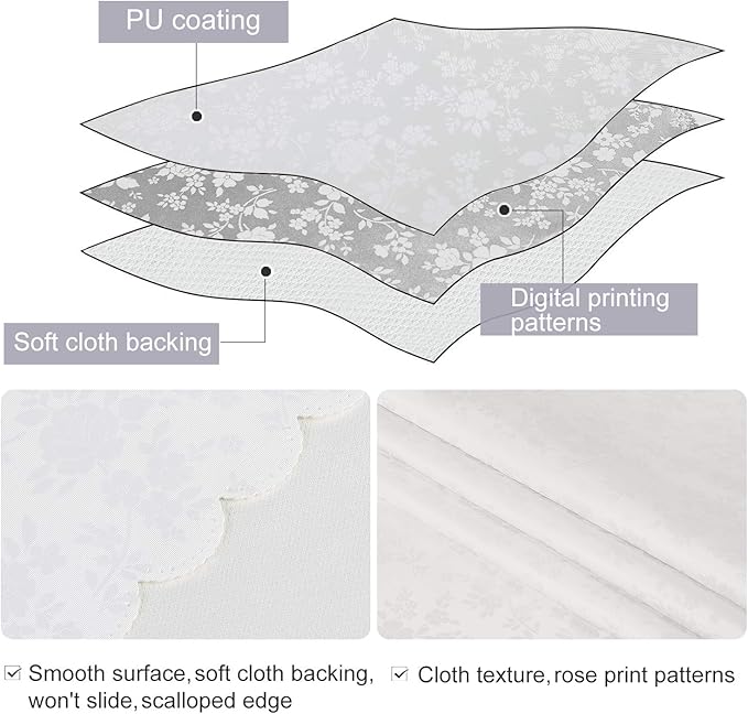 Smiry Rectangle Table Cloth, Waterproof Heavy Duty Vinyl Tablecloths, Wipeable Washable Table Cover for Kitchen and Dining Room (White, 52" X 70")