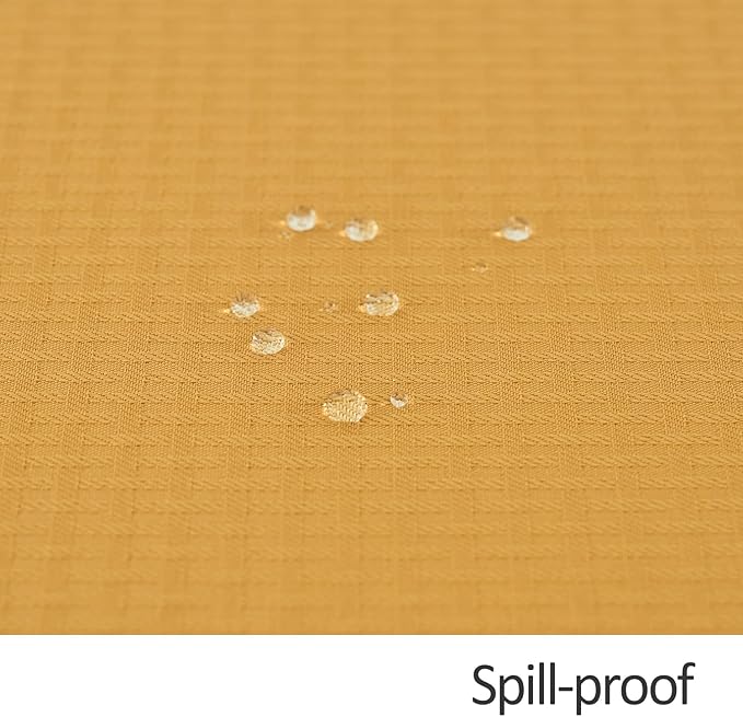maxmill Weaved Texture Tablecloth Water Resistance Antiwrinkle Spillproof Soft Washable Table Cloth for Dining Room, Buffet Banquet Parties Holiday Dinner, Rectangular 70 x 108 Inch, Ochre Yellow