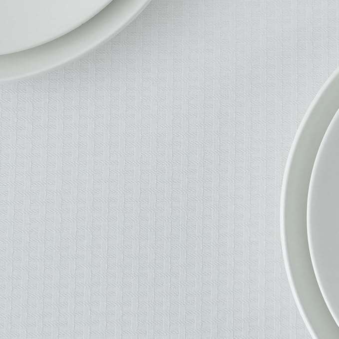 maxmill Tablecloth Weaved Texture Stain Resistant Waterproof, Wrinkle Resistant Washable Table Cloth, Fabric Table Cover for Dining Room, Indoor Outdoor Use, Rectangle 60 x 120 Inch, White
