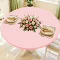 Round Spandex Valentines Day Tablecloth, Elastic Fitted Waterproof Tablecloths for 25"-30" Tables, Stretch Washable Picnic Table Cover for Camping, Dining, Indoor and Outdoor, Pink