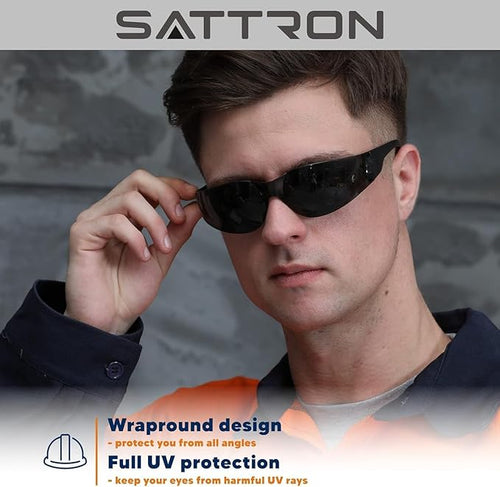 100 Pack of Tinted Safety Glasses, Scratch & Impact Resistant Protective Eyewear, Ploycarbonate Dark Smoke Lenses for UV Protection, Safety Sunglasses for Construction, Outdoor Work & Shooting