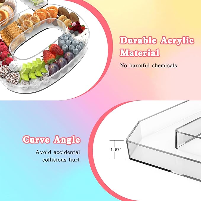 11" Acrylic Number Charcuterie Tray, Fillable Number Charcuterie Box for Food, Reusable Serving Cake Candy Dish Display Tray for Birthday Anniversary Party Decoration (Number 0)