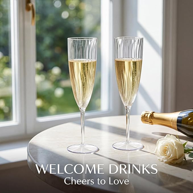 WDF 36PCS Clear Champagne Flutes Plastic - 6 OZ Clear Disposable Champagne Flutes Party Supplies for Wedding/Birthday/Parties