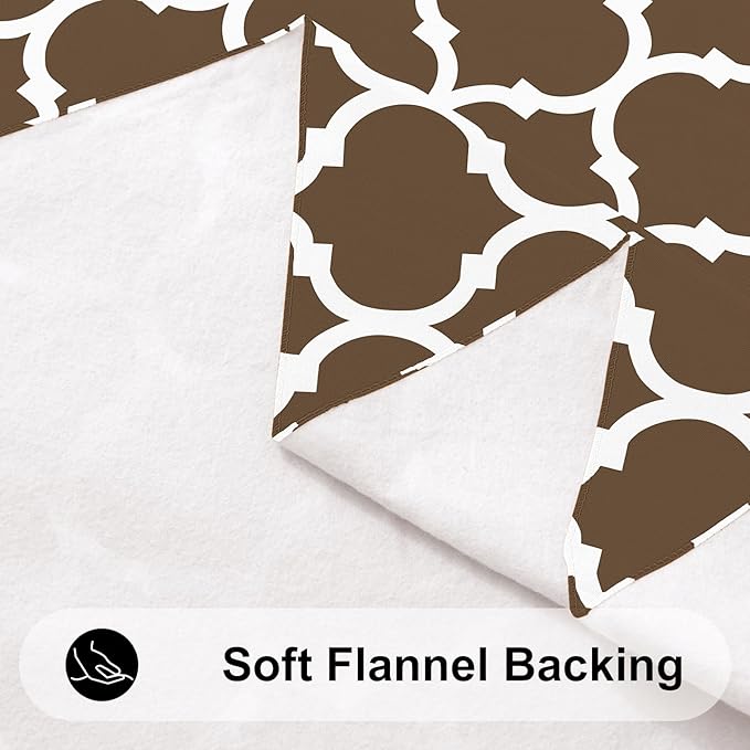 Smiry Round Plastic Table Cloth, Waterproof Vinyl Tablecloth with Flannel Backing for Round Tables, Wipeable & Spillproof for Dining, Camping, Indoor and Outdoor (60" Round, Brown)
