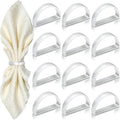 KPOSIYA Napkin Rings Set of 20, Metal Silver Napkin Rings Bulk for Table Settings, D-Shape Napkin Holders Rings for Dinner Table Decor, Easter, Fall,Thanksgiving, Christmas, Party,（Silver 20 pcs）