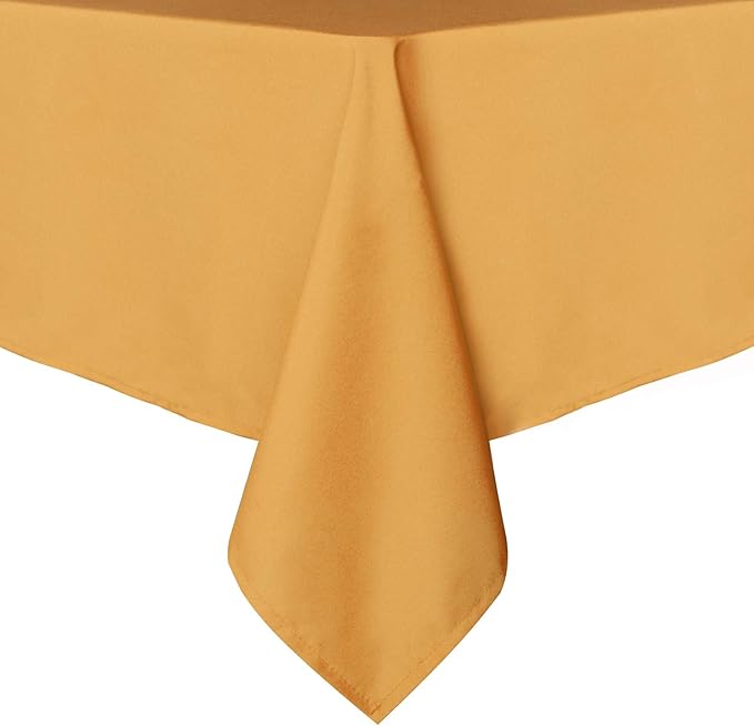 sancua Rectangle Tablecloth - 70 x 120 Inch - Stain and Wrinkle Resistant Washable Polyester Table Cloth, Decorative Fabric Table Cover for Dining Tables, Buffet Parties and Camping, Gold