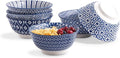 Selamica Porcelain 11oz Ice Cream Bowls Set of 6, Small Bowls, Ceramic bowls for Dessert, Ice Cream, Vintage Blue