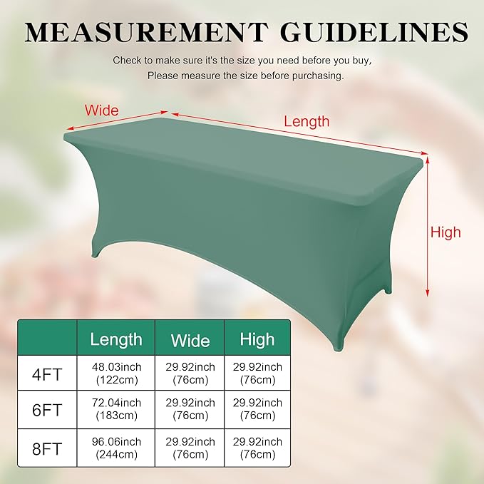 6Pack 8FT Table Cloth for Rectangular Fitted Events Stretch Turquoise Stone Table Covers Washable Spandex Tablecloth Protector for Party, Wedding, Cocktail, Banquet, Festival