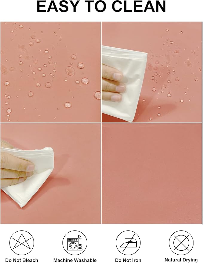 Fokitut 2 Pack Waterproof Rectangle Tablecloth, 90x132 Inch,Stain Resistant and Wrinkle Polyester Table Cloth, Fabric Table Cover for Kitchen Dining, Wedding, Party, Holiday Dinner-Dusty Pink