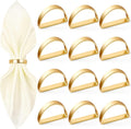 APTWOW Gold Napkin Rings Set of 12, Semicircle Metal Gold Napkin Holder Buckles, Fall Thanksgiving Christmas Napkin Rings, Napkins Rings for Dinner Table Decor, Wedding, Banquet, Party, Easter