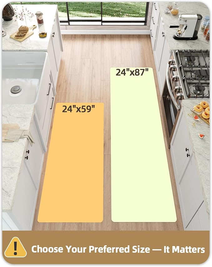 Color&Geometry Anti Fatigue Kitchen Mats for Floor 24x87, Vintage Decor, Easy Clean, Waterproof & Oil Proof, 0.4" Thick Cushioned, Non-Slip Kitchen Runner Rug for Sink, Laundry, Office, Grey