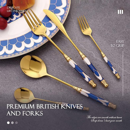 10-piece Silverware Set With Ceramic Handle, Premium Food Grade Stainless Steel Flatware Sets, Mirror Polished Cutlery Set, Dishwasher Safe (for 2 People)