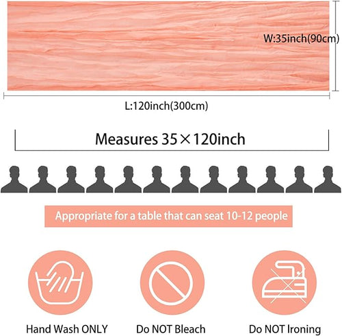 12 Pack 10Ft Cheesecloth Boho Gauze Table Runner - 35x120 Inch Rustic Cheese Cloth Long Table Runner for Wedding, Bridal Shower, Birthday Party Decor (Peach Coral)