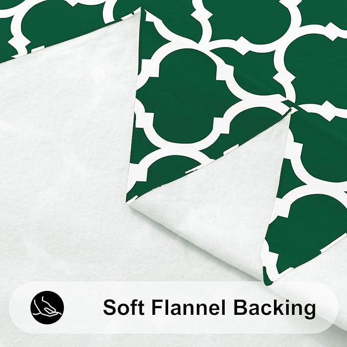 Smiry Rectangle Table Cloth, Waterproof Vinyl Tablecloth with Flannel Backing for Rectangle Tables, Wipeable Spillproof Plastic Tablecloths for Dining, Indoor and Outdoor (52"x70", Emerald Green)