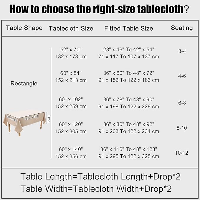 Smiry Rectangle Table Cloth Linen Textured, Waterproof Spillproof Anti-Wrinkle Burlap Tablecloth, Washable Decorative Fabric Table Cover for Dining, Party, Banquet, 60 x 84 Inch, Linen